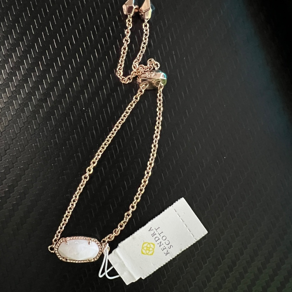 Kendra Scott Rose Gold Oval White Stone Slider Bracelet